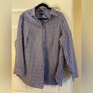 Women’s Lands End 18W No Iron Supima Purple/White Popover shirt